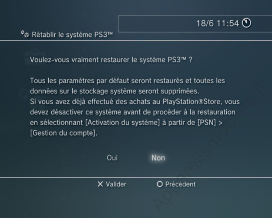 Confirmar restauración de PlayStation 3